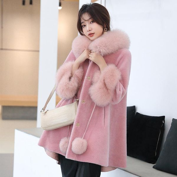 women's fur & faux 2021 winter fashion lamb pink coat mid-length real hooded double-faced 100% wool a version jacket, Black
women's fur & faux 2021 winter fashion lamb pink coat mid-length real hooded double-faced 100% wool a version jacket, Black