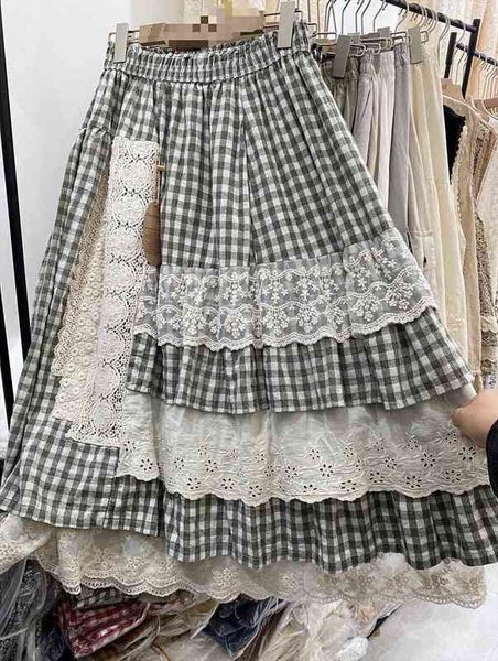 mori womens elastic waist plaid skirt lace stitching asymmetric ruffle cake skirt female 6863, Black
mori womens elastic waist plaid skirt lace stitching asymmetric ruffle cake skirt female 6863, Black