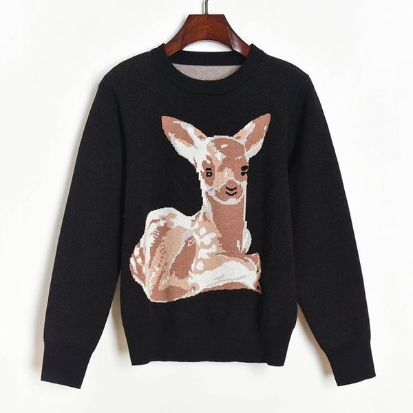 women's sweaters black women cartoon deer jacquard knitted pullover autumn winter o-neck long sleeve womens jumpers 5yjg, White;black
women's sweaters black women cartoon deer jacquard knitted pullover autumn winter o-neck long sleeve womens jumpers 5yjg, White;black