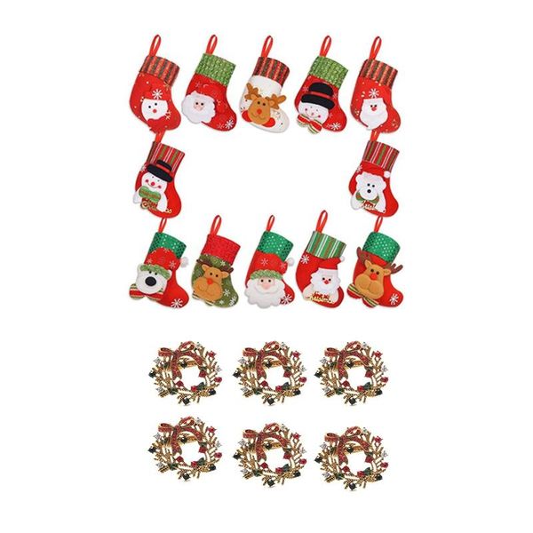 12pcs christmas mixed set mini stockings with 6pcs wreath napkin rings metal buckle
12pcs christmas mixed set mini stockings with 6pcs wreath napkin rings metal buckle
