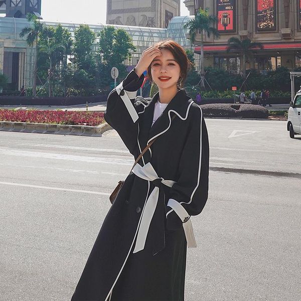 women's trench coats fashion black windbreaker british style 2021 korean loose chic spring autumn long female overcoats g233, Tan;black
women's trench coats fashion black windbreaker british style 2021 korean loose chic spring autumn long female overcoats g233, Tan;black