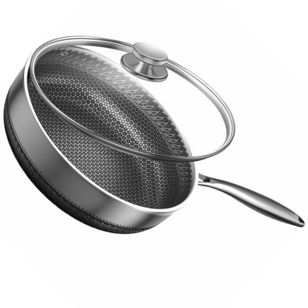 1pc stainless steel frying pan non stick kitchen cookware with lid pans
1pc stainless steel frying pan non stick kitchen cookware with lid pans