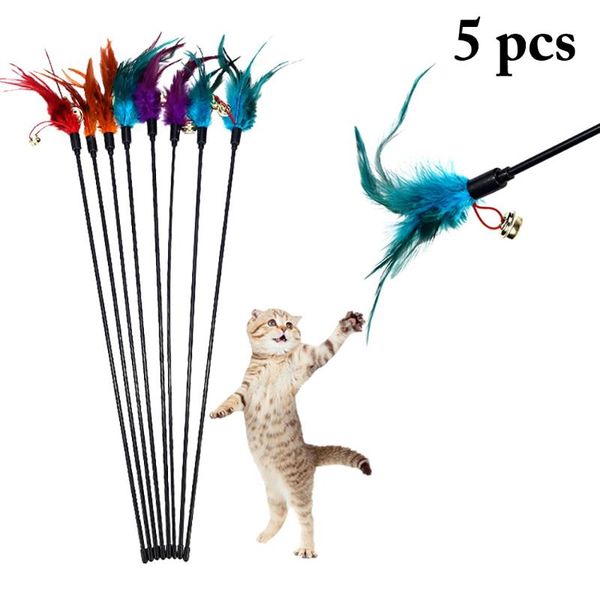 5pcs cat toy teaser toys make a stick feather with small bell natural like birds for cats drop
5pcs cat toy teaser toys make a stick feather with small bell natural like birds for cats drop