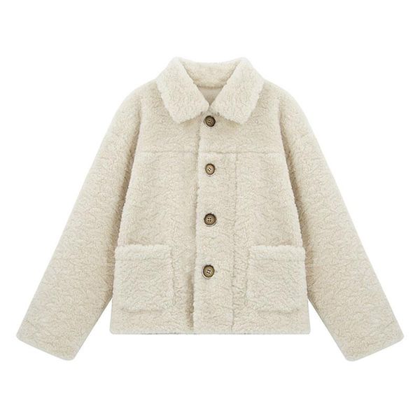 women's fur & faux lamb wool coat women winter 2021 fashion thick warm short outerwear lapel all-match plush loose casual fake jacket, Black
women's fur & faux lamb wool coat women winter 2021 fashion thick warm short outerwear lapel all-match plush loose casual fake jacket, Black