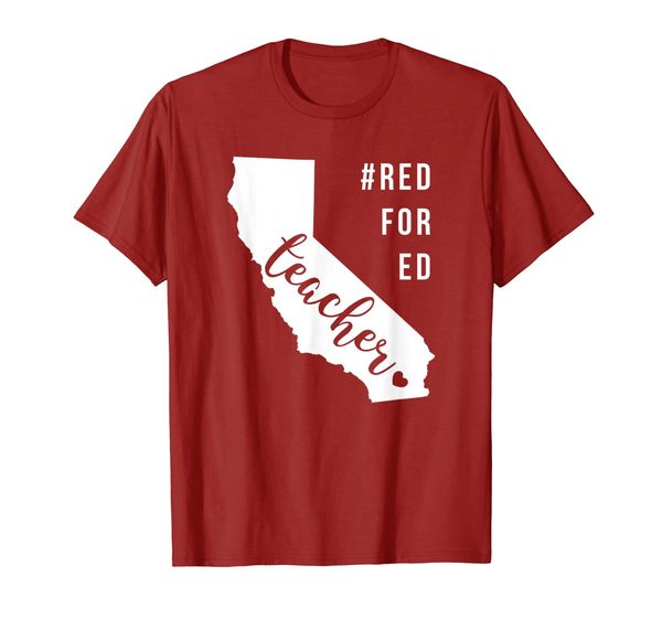 teacher red for ed t-shirt california public education, White;black