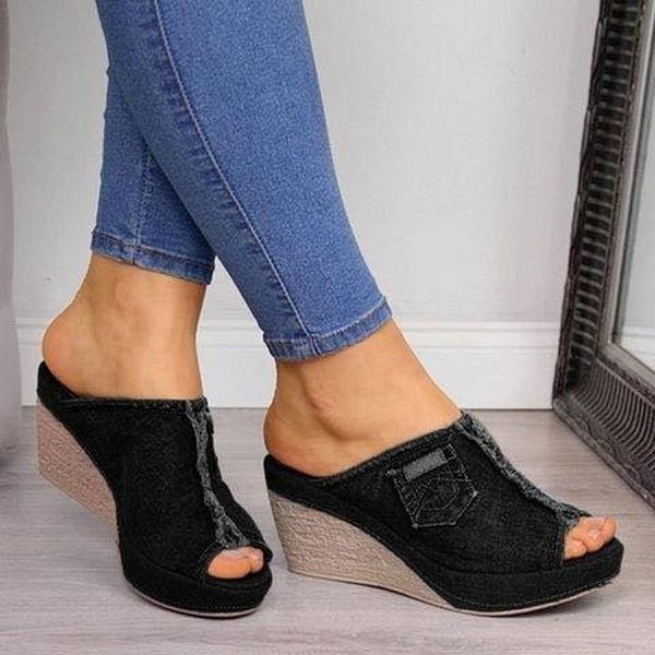 sandals 2021 women's denim thick-soled high-heeled open-toe summer fish mouth shoes casual comfortable, Black
sandals 2021 women's denim thick-soled high-heeled open-toe summer fish mouth shoes casual comfortable, Black