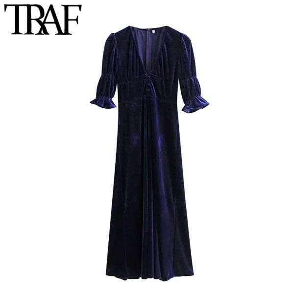 women elegant fashion with buttons velvet midi dress vintage puff sleeve back zipper female dresses vestidos 210507, Black;gray
women elegant fashion with buttons velvet midi dress vintage puff sleeve back zipper female dresses vestidos 210507, Black;gray