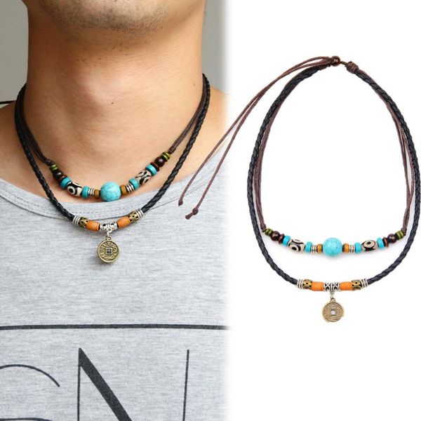 pendant necklaces ethnic multi-layer for men women classic retro vintage style turquoise braided rope chain necklace fashion jewelry, Silver
pendant necklaces ethnic multi-layer for men women classic retro vintage style turquoise braided rope chain necklace fashion jewelry, Silver