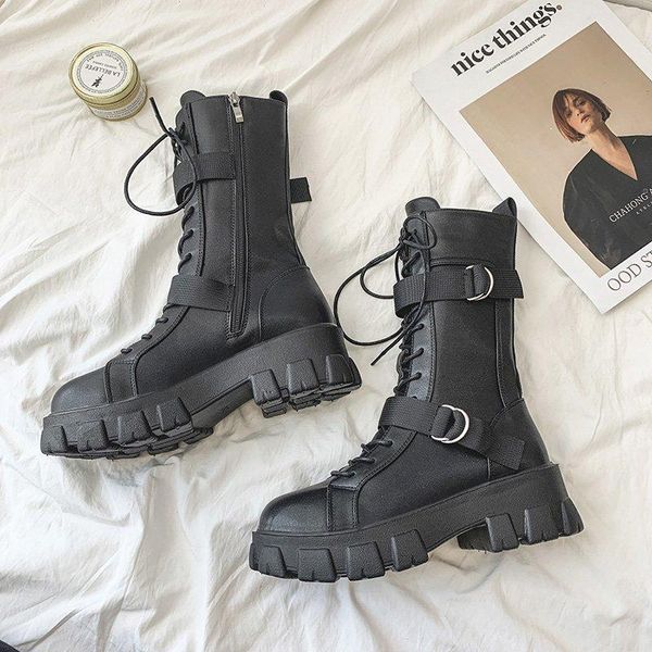 boots women mid-calf spring autumn punk pu leather women's zipper cross-tied motorcycle platform shoes woman, Black
boots women mid-calf spring autumn punk pu leather women's zipper cross-tied motorcycle platform shoes woman, Black
