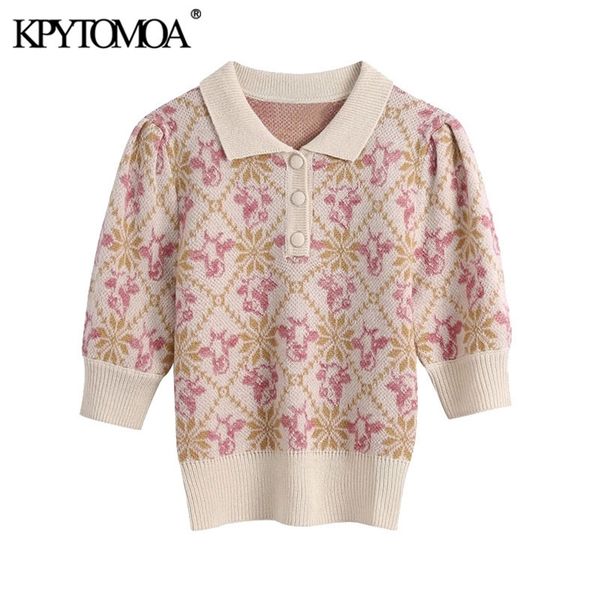 kpytomoa women fashion animal jacquard knitted sweater vintage lapel collar short sleeve female pullovers chic 210805, White;black
kpytomoa women fashion animal jacquard knitted sweater vintage lapel collar short sleeve female pullovers chic 210805, White;black