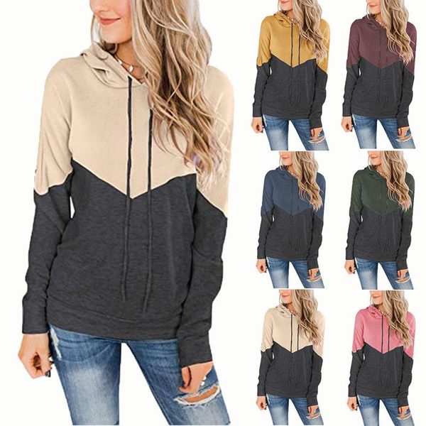 women's hoodies & sweatshirts 2021 hooded drawstring panel contrast long sleeveleisure ti autumn color matching winter sleeve hoodie, Black
women's hoodies & sweatshirts 2021 hooded drawstring panel contrast long sleeveleisure ti autumn color matching winter sleeve hoodie, Black
