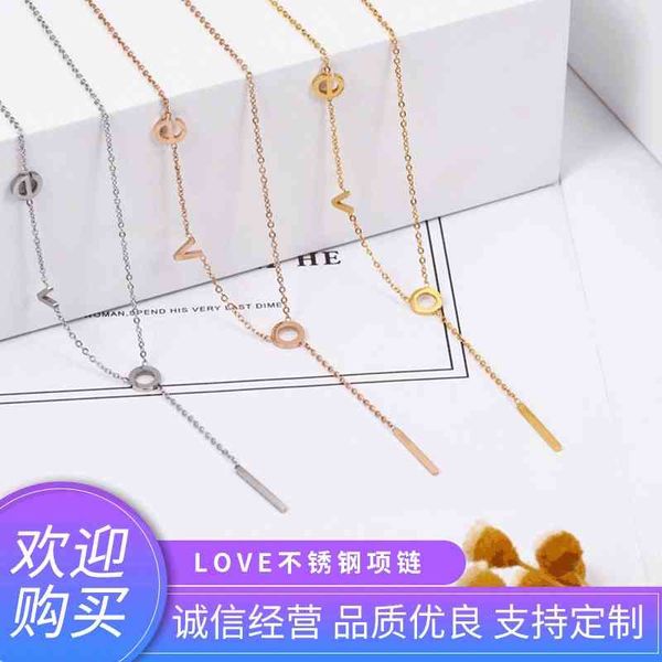 letter necklace women's simple net red titanium steel love clavicle chain fashion isn accessories, Black
letter necklace women's simple net red titanium steel love clavicle chain fashion isn accessories, Black