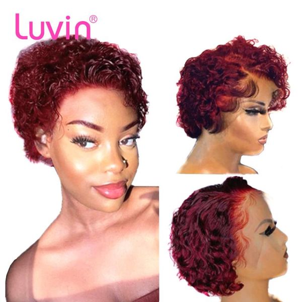 lace wigs luvin burgundy wig for women 99j curly pixie cut human hair bleached knots t part short bob baby remy, Black;brown
lace wigs luvin burgundy wig for women 99j curly pixie cut human hair bleached knots t part short bob baby remy, Black;brown