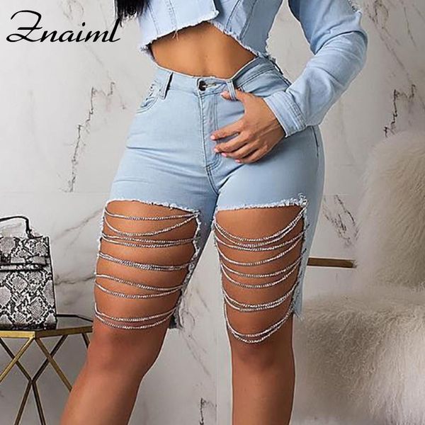 women's jeans summer streetwear pants hollow out chain high waist knee length light denim skinny short casual party, Blue
women's jeans summer streetwear pants hollow out chain high waist knee length light denim skinny short casual party, Blue