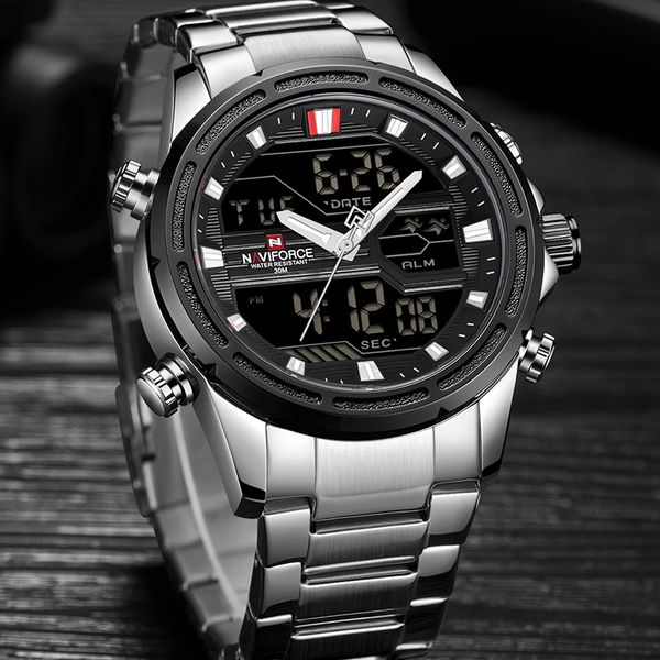 naviforce luxury brand men's military sports watch men fashion army quartz watches male stainless steel led analog digital clock 210517, Slivery;brown
naviforce luxury brand men's military sports watch men fashion army quartz watches male stainless steel led analog digital clock 210517, Slivery;brown