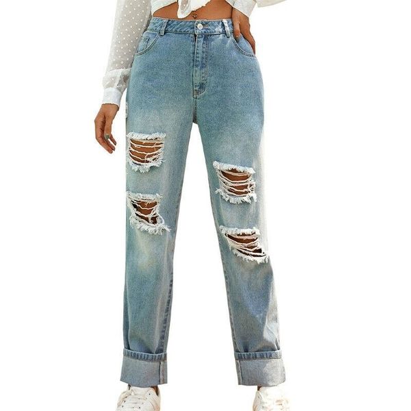 women's jeans womens fashion hole vintage ripped denim frayed long trousers women clothing casual straight pant, Blue
women's jeans womens fashion hole vintage ripped denim frayed long trousers women clothing casual straight pant, Blue