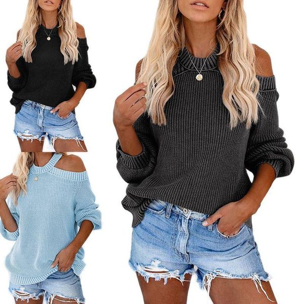 women's sweaters knitted sweater round neck loose long sleeve off-shoulder pullover women autumn and winter 2021 woman fashion, White;black
women's sweaters knitted sweater round neck loose long sleeve off-shoulder pullover women autumn and winter 2021 woman fashion, White;black