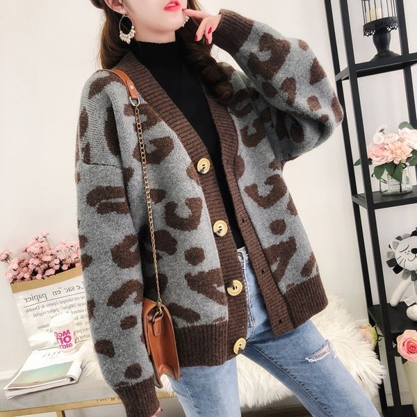 women autumn winter leopard cardigan sweater coat female long sleeve plus size outer knitted pull femme 210428, White
women autumn winter leopard cardigan sweater coat female long sleeve plus size outer knitted pull femme 210428, White