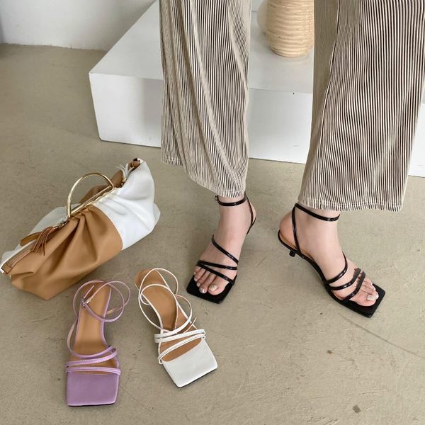 kitten heel narrow band women sandals square open toe buckle strap summer elegant designer shoes, Black
kitten heel narrow band women sandals square open toe buckle strap summer elegant designer shoes, Black