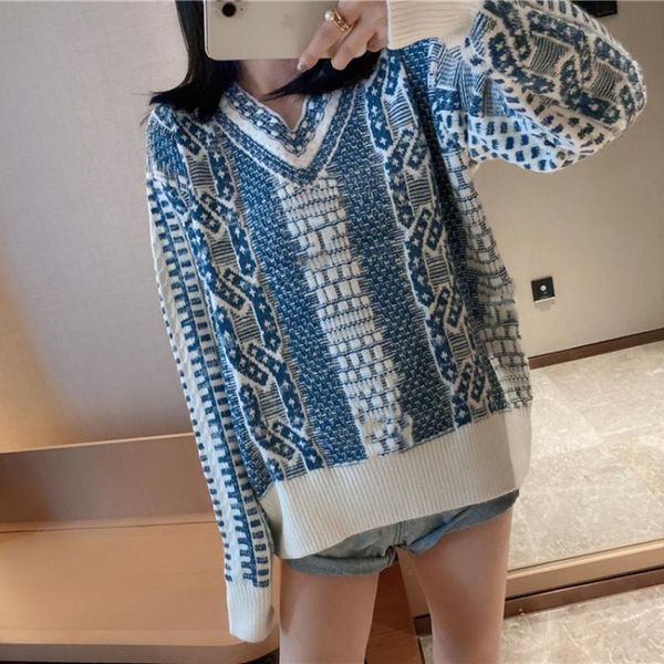 women's sweaters women winter fashion blue white porcelain letter jacquard v-neck sweater brand design luxury long sleeve pullover rkku, White;black
women's sweaters women winter fashion blue white porcelain letter jacquard v-neck sweater brand design luxury long sleeve pullover rkku, White;black