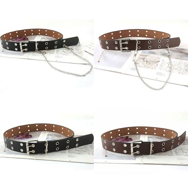 belts adjustable black double single eyelet grommet metal buckle leather waistband fashion harajuku women punk all-match chain belt, Black;brown
belts adjustable black double single eyelet grommet metal buckle leather waistband fashion harajuku women punk all-match chain belt, Black;brown