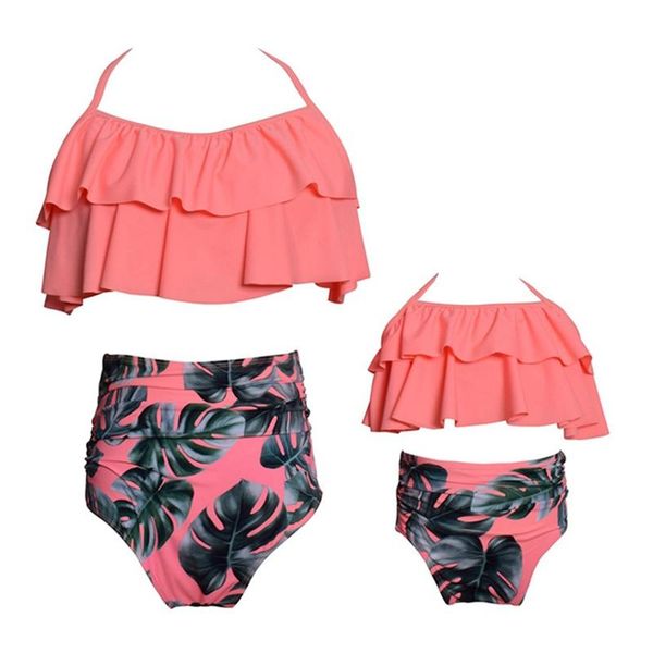 women's swimwear mother daughter swimsuits floral print bikini high waist ruffle bathing family matching ks06, White;black
women's swimwear mother daughter swimsuits floral print bikini high waist ruffle bathing family matching ks06, White;black