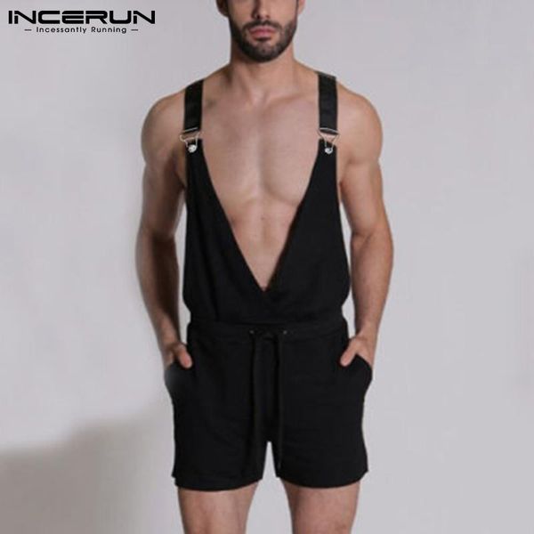 men's shorts incerun 2021 jumpsuit men summer wear solid color casual loose sleeveless deep v-neck fashion handsome design s-5xl, White;black
men's shorts incerun 2021 jumpsuit men summer wear solid color casual loose sleeveless deep v-neck fashion handsome design s-5xl, White;black