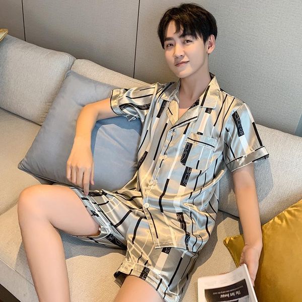 men's sets plus size 5xl summer thin stain ice silk pjs sleepwear short sleeve nightgown fashion striped home clothes 2piece set, Black;brown
men's sets plus size 5xl summer thin stain ice silk pjs sleepwear short sleeve nightgown fashion striped home clothes 2piece set, Black;brown