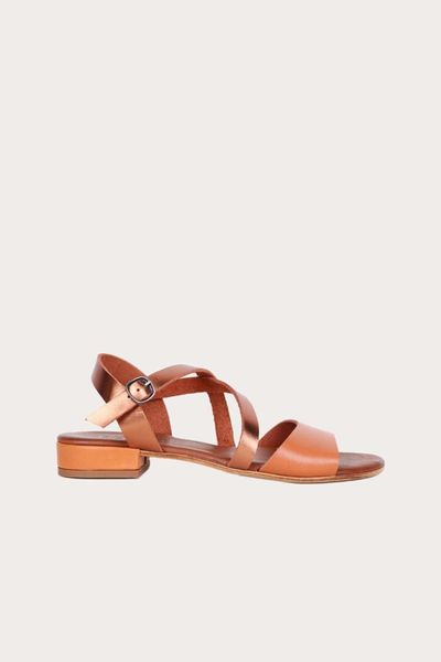 sandals bueno tan leather women flat, Black