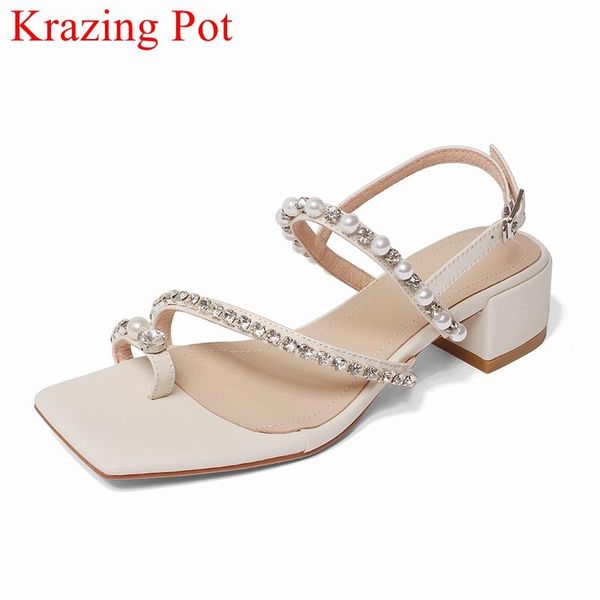 sandals krazing pot size 40 genuine leather crystal pearl med heels concise summer shoes elegant dress buckle straps women l47, Black
sandals krazing pot size 40 genuine leather crystal pearl med heels concise summer shoes elegant dress buckle straps women l47, Black