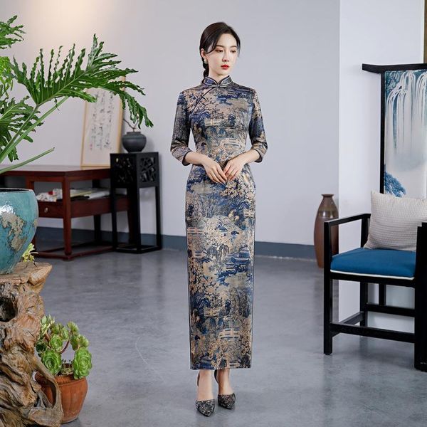 ethnic clothing 2021 retro improved daily catwalk long cheongsam dress three-quarter sleeves elegant, Red
ethnic clothing 2021 retro improved daily catwalk long cheongsam dress three-quarter sleeves elegant, Red