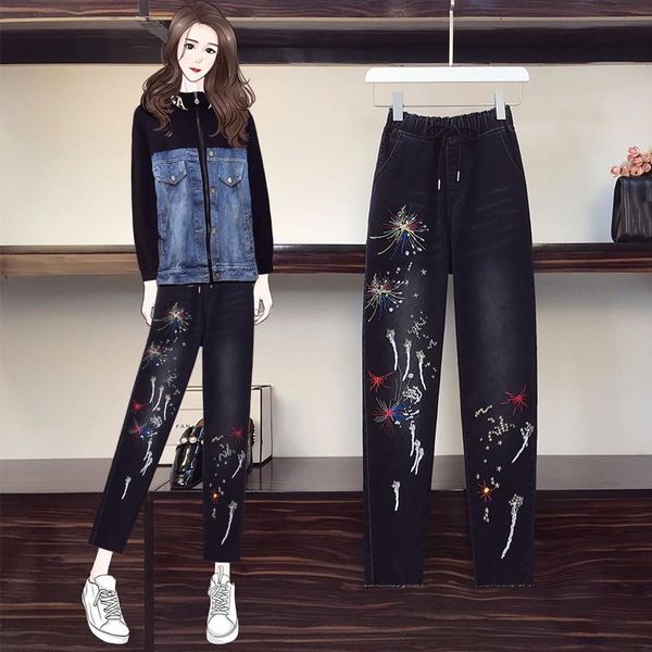 autumn fashion high waist elasticity embroidery denim pants women trousers female casual harem jeans plus size 4xl women's, Blue
autumn fashion high waist elasticity embroidery denim pants women trousers female casual harem jeans plus size 4xl women's, Blue