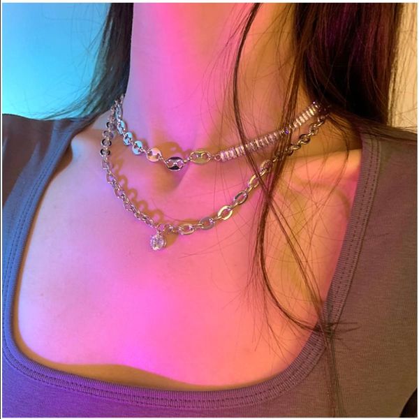chains fashion jewelry necklace hip hop metal geometric silvery plating two layer chain choker for women lady gifts, Silver
chains fashion jewelry necklace hip hop metal geometric silvery plating two layer chain choker for women lady gifts, Silver