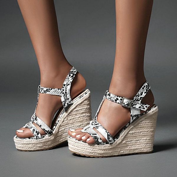 women snake wedges heel sandals espadrilles platform open toe t-strap pumps ankle strap ladies size34-43, Black
women snake wedges heel sandals espadrilles platform open toe t-strap pumps ankle strap ladies size34-43, Black