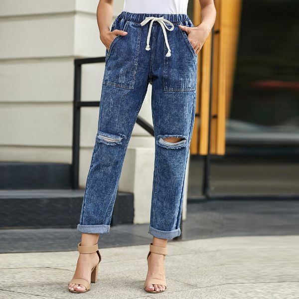jeans 2021 summer casual street straight pants women's wear broken bandage hole, Blue
jeans 2021 summer casual street straight pants women's wear broken bandage hole, Blue