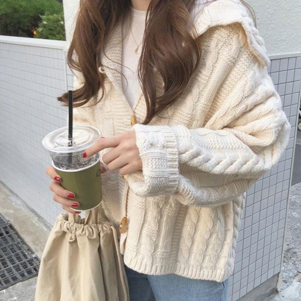 women's knits & tees 2021 autumn winter women sweaters loose retro lazy warm knitted coat sweet elegant preppy all-match fashion cardig, White
women's knits & tees 2021 autumn winter women sweaters loose retro lazy warm knitted coat sweet elegant preppy all-match fashion cardig, White