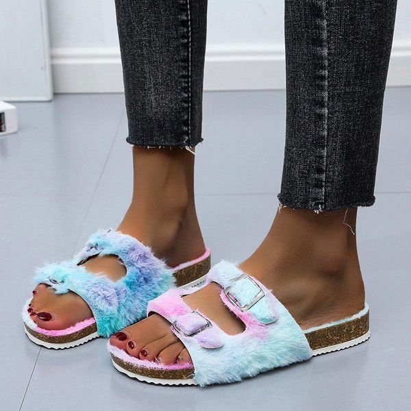 women coloful fur slippers plush 2021 warm buckle rainbow flats women's shoes lady casual female slides plus drop, Black
women coloful fur slippers plush 2021 warm buckle rainbow flats women's shoes lady casual female slides plus drop, Black