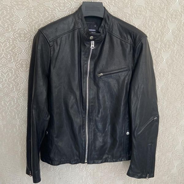 men's leather & faux genuine jacket vintage style sheep skin motorcycle fashion male, Black
men's leather & faux genuine jacket vintage style sheep skin motorcycle fashion male, Black
