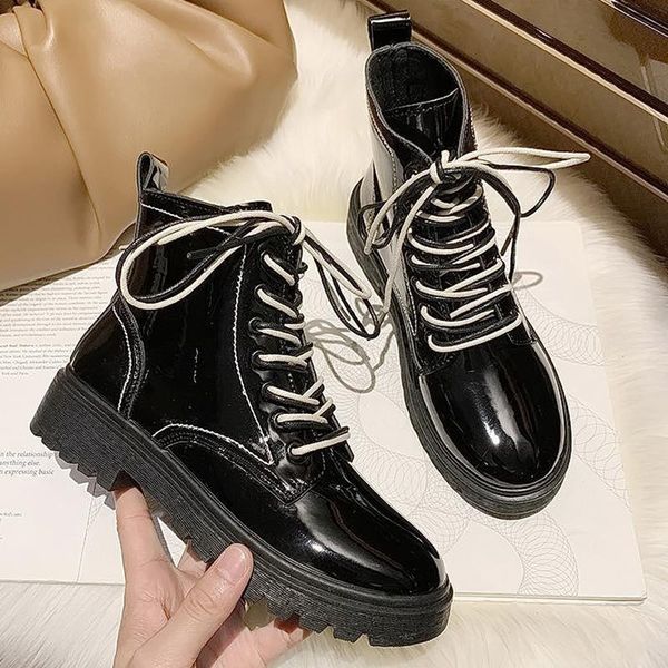 boots 2021 woman patent leather platform lace up trend spring autumn shoes feminina motorcycle ankle botas mujer, Black
boots 2021 woman patent leather platform lace up trend spring autumn shoes feminina motorcycle ankle botas mujer, Black