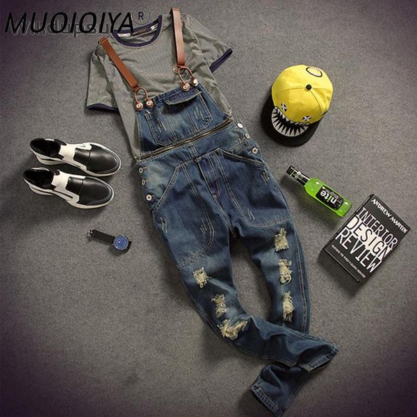 men's jeans fashion hole ripped bib pants jumpsuit overall romper men denim suspender korean slim vintage clothes, Blue
men's jeans fashion hole ripped bib pants jumpsuit overall romper men denim suspender korean slim vintage clothes, Blue