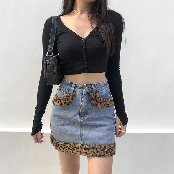 fashion skirts fall / winter 2021 women's high waist slim leopard print lace splicing denim, Black
fashion skirts fall / winter 2021 women's high waist slim leopard print lace splicing denim, Black