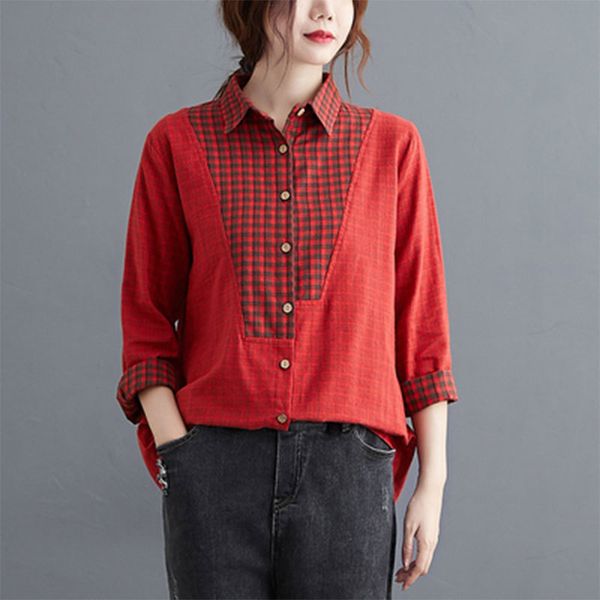 shorts autumn arts style women long sleeve loose casual shirts patchwork plaid cotton linen vintage blouses plus size m575 l91y, White;black
shorts autumn arts style women long sleeve loose casual shirts patchwork plaid cotton linen vintage blouses plus size m575 l91y, White;black