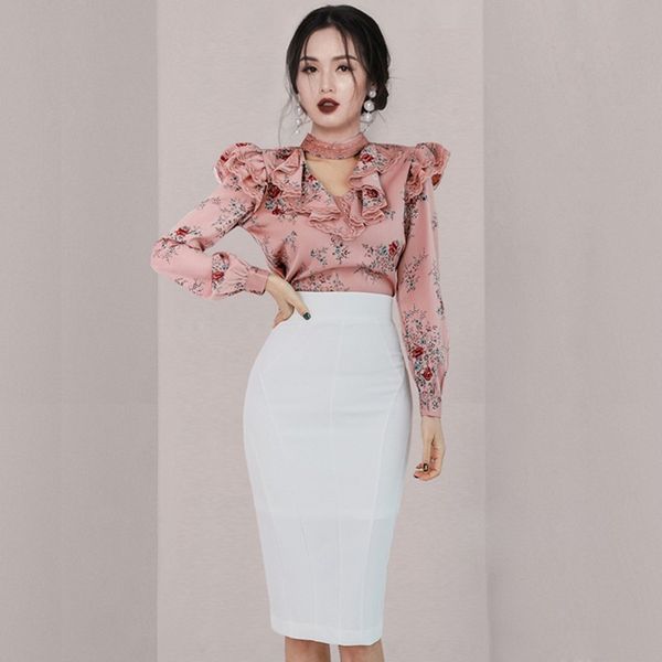 women spring ol work wear 2 pieces set ruffles flowers long sleeve blouses & high waist white bodycon pencil skirt sui 210518
women spring ol work wear 2 pieces set ruffles flowers long sleeve blouses & high waist white bodycon pencil skirt sui 210518