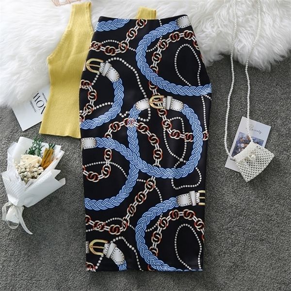 women's pencil skirt summer graffiti new fashion chain print high waist stretch ladies slim skirts large size female falda 210319, Black
women's pencil skirt summer graffiti new fashion chain print high waist stretch ladies slim skirts large size female falda 210319, Black