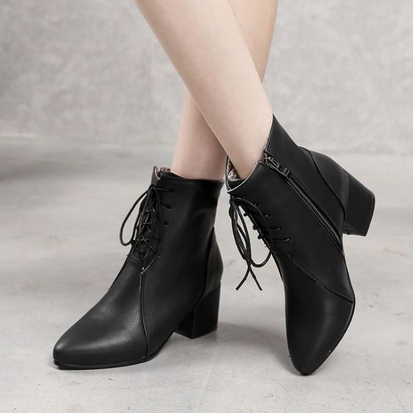 boots big size 11 12 13 14 medium heel lace-up lady's ankle boot pointed side zipper to keep warm, Black
boots big size 11 12 13 14 medium heel lace-up lady's ankle boot pointed side zipper to keep warm, Black