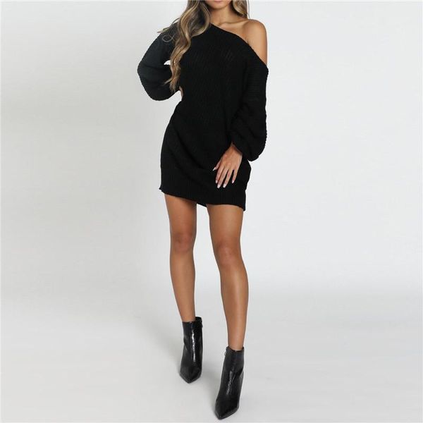 women's fashion slash neck sweater dress lantern sleeve off shoulder knitted dresses pullovers solid color elegant jumpers mujer sweate, White;black
women's fashion slash neck sweater dress lantern sleeve off shoulder knitted dresses pullovers solid color elegant jumpers mujer sweate, White;black