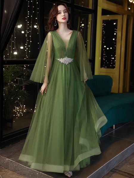 ethnic clothing 2021 summer a-line v-neck mesh evening prom dress female elegant green backless party clothes, Red
ethnic clothing 2021 summer a-line v-neck mesh evening prom dress female elegant green backless party clothes, Red