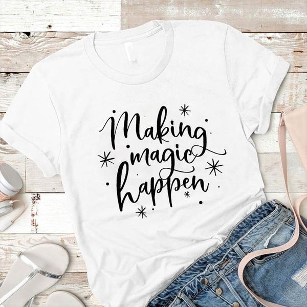 and women lady making magic men t shirts happen printed ladies short sleeve female clothes graphic, White;black
and women lady making magic men t shirts happen printed ladies short sleeve female clothes graphic, White;black