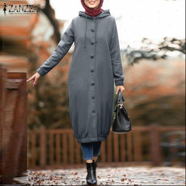 Vintage Hooded ZANZEA Vestidos Women Hoodie Casual Long Sleeve Drawstring Pullovers Button Midi Robe, Black
Vintage Hooded ZANZEA Vestidos Women Hoodie Casual Long Sleeve Drawstring Pullovers Button Midi Robe, Black