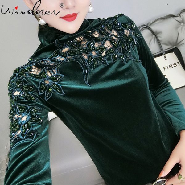 women's t-shirt spring fall pleuche european clothes girls turtleneck beads hollow out women long sleeve tees 2021 t1190, White
women's t-shirt spring fall pleuche european clothes girls turtleneck beads hollow out women long sleeve tees 2021 t1190, White